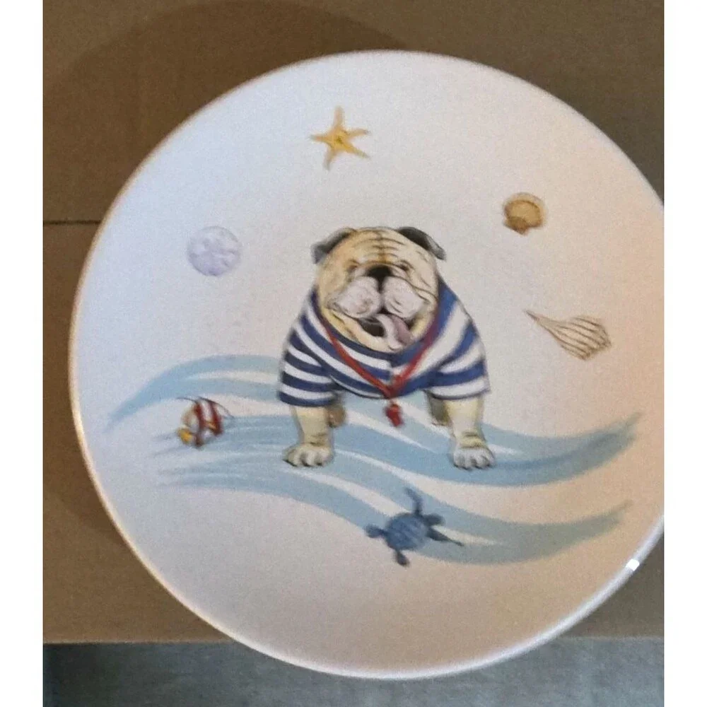 2 Certified International Sherri Buck Baldwin Dog Swimsuits Beach Ocean Plates